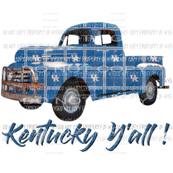 Kentucky Yall truck 1 blue Sublimation transfers Heat Transfer