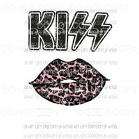 KISS Lips #5 pink leopard Sublimation transfers Heat Transfer