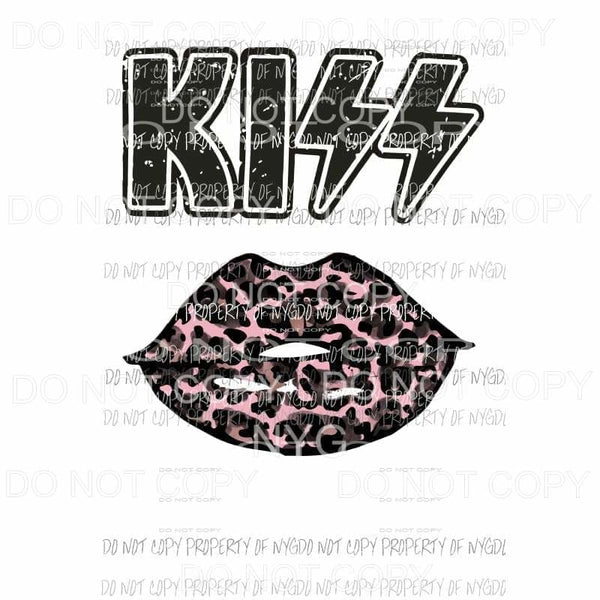 KISS Lips #5 pink leopard Sublimation transfers Heat Transfer