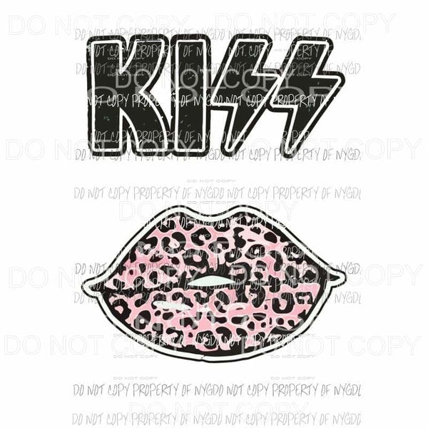 KISS Lips #6 light pink leopard Sublimation transfers Heat Transfer