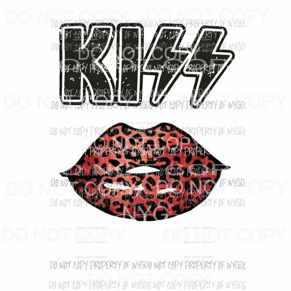 KISS Lips #8 red leopard Sublimation transfers Heat Transfer