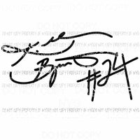 Kobe #5 autograph 24 bryant lakers Sublimation transfers Heat Transfer