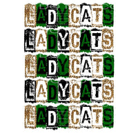 Lady Cats Block green and black Sublimation transfers - Heat