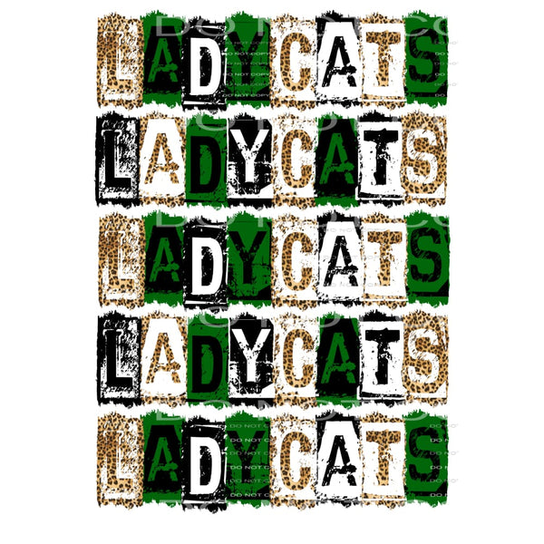 Lady Cats Block green and black Sublimation transfers - Heat
