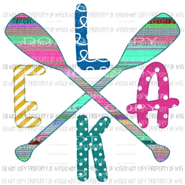 LAKE letter paddles oars Sublimation transfers Heat Transfer