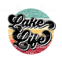 Lake Life Retro Distressed Wood Circle Sublimation transfers
