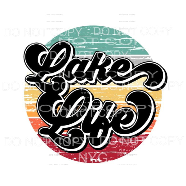 Lake Life Retro Distressed Wood Circle Sublimation transfers