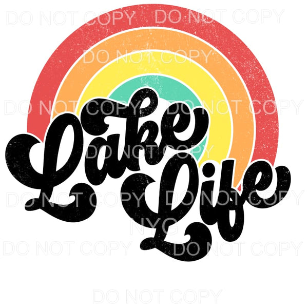 Lake Life Vintage Rainbow Distressed Sublimation transfers -