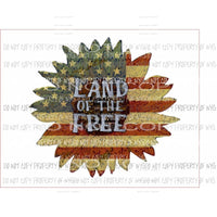 Land Of The Free sunflower red white blue rustic Sublimation transfers Heat Transfer