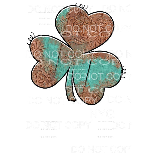 Leather Embossed Turquoise Shamrock Sublimation transfers - 