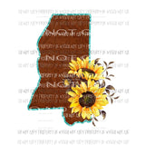 Leather state with sunflowers All states in drop down menu sublimation transfer state Heat Transfer