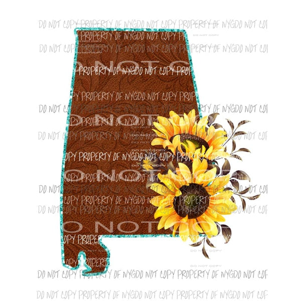 Leather state with sunflowers All states in drop down menu sublimation transfer state Heat Transfer