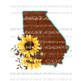 Leather state with sunflowers All states in drop down menu sublimation transfer state Heat Transfer