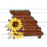 Leather state with sunflowers All states in drop down menu sublimation transfer state Heat Transfer