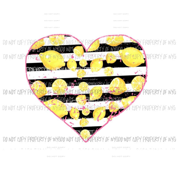 Lemon Heart #1 Sublimation transfers Heat Transfer