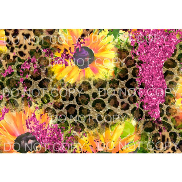 Leopard and sunflower pink Sheet - Tumblers Sublimation 