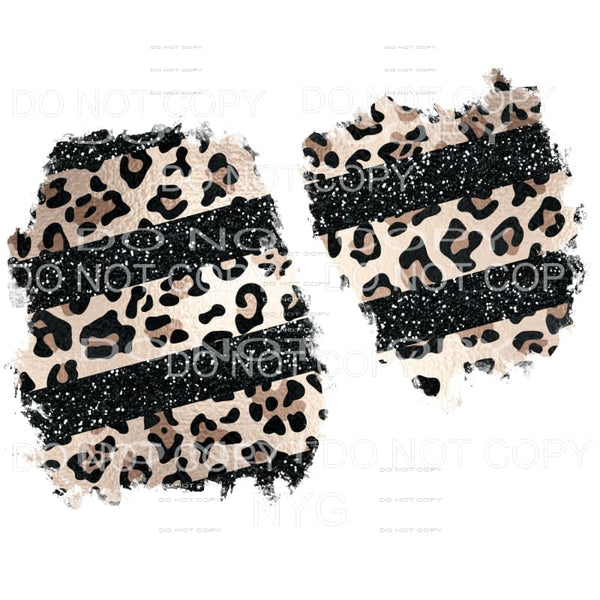 Leopard Black Glitter Stripe Sheet Sublimation transfers - 
