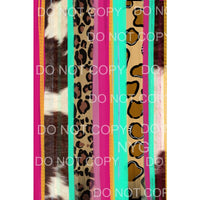 Leopard Cow Print Pink Teal Stripes Sheet #1382 Sublimation 
