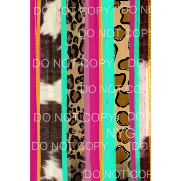 Leopard Cow Print Pink Teal Stripes Sheet #1382 Sublimation 