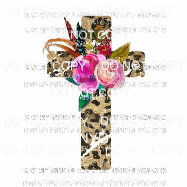 Leopard Cross flowers Sublimation transfers Heat Transfer