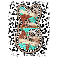 Leopard Embossed Leather Turquoise Peeps Bunny Leopard 