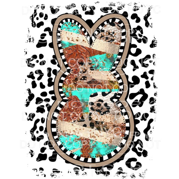 Leopard Embossed Leather Turquoise Peeps Bunny Leopard 