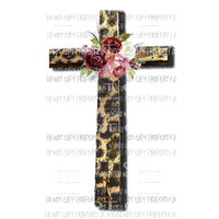 leopard floral cross sublimation transfer Heat Transfer
