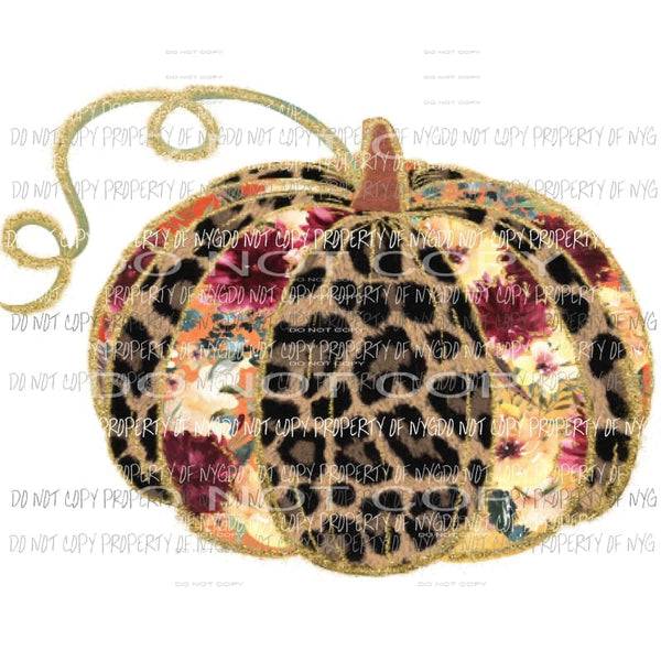 Leopard Floral pumpkin Sublimation transfers Heat Transfer