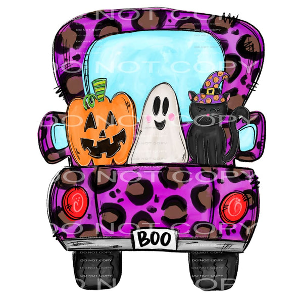 leopard halloween truck #8334 Sublimation transfers - Heat 