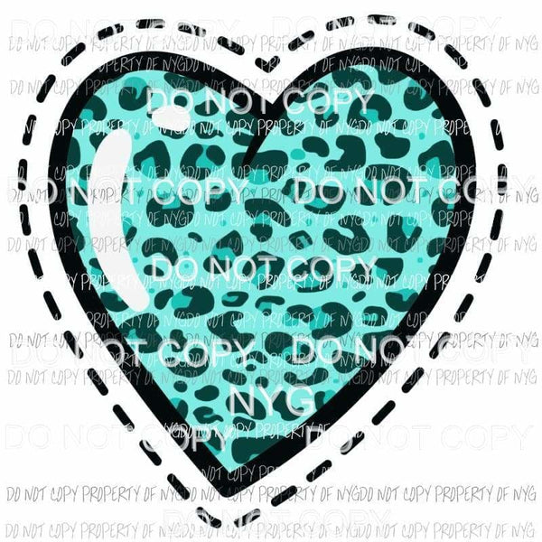 Leopard Heart #3 turquoise Sublimation transfers Heat Transfer