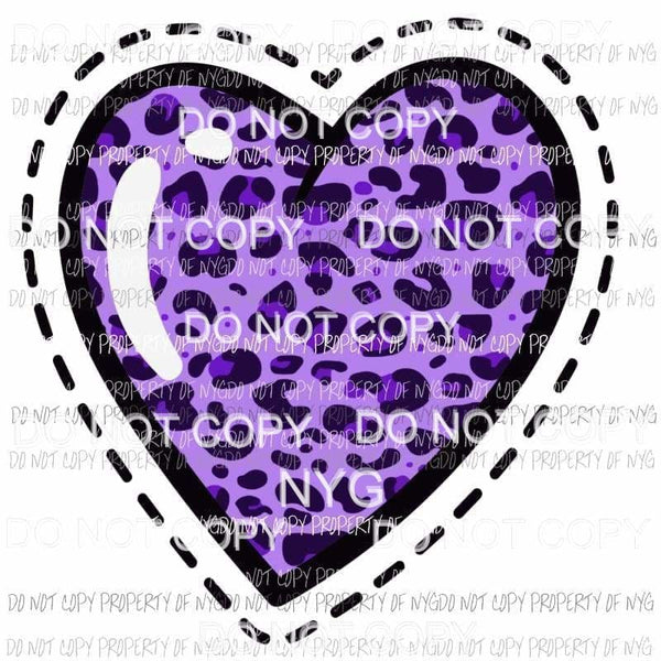 Leopard Heart #4 purple Sublimation transfers Heat Transfer