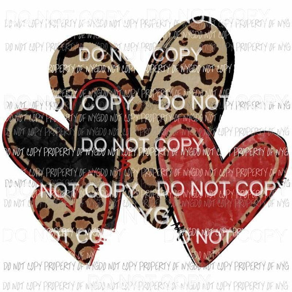 Leopard Hearts red black Sublimation transfers Heat Transfer