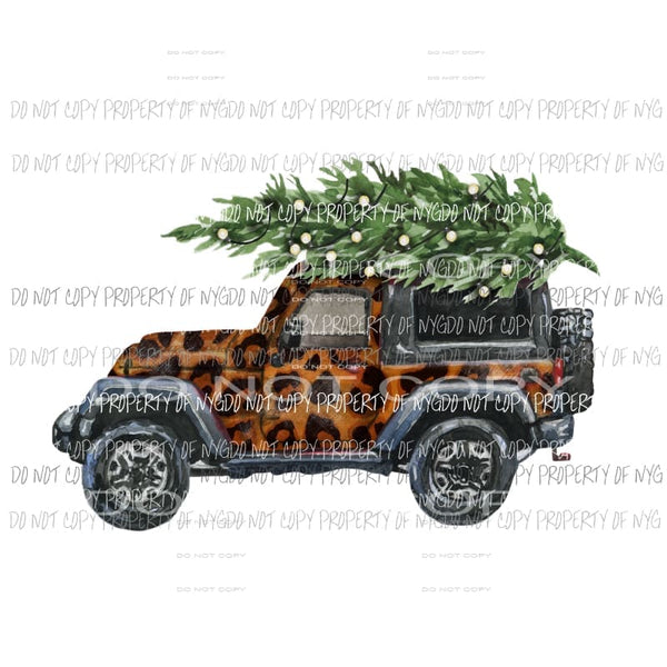 Leopard Jeep with tree Sublimation transfers Heat Transfer