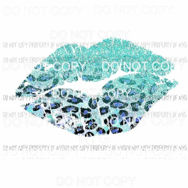 Leopard Lips #4 teal blue Sublimation transfers Heat Transfer