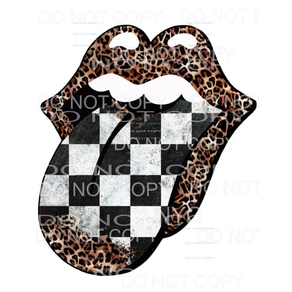 Leopard Lips Black White Checker Board Sublimation transfers
