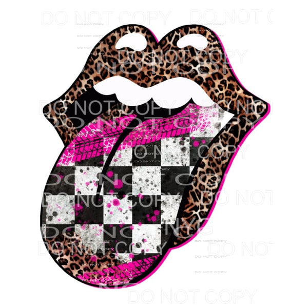 Leopard Lips Hot Pink Checker Board Sublimation transfers - 