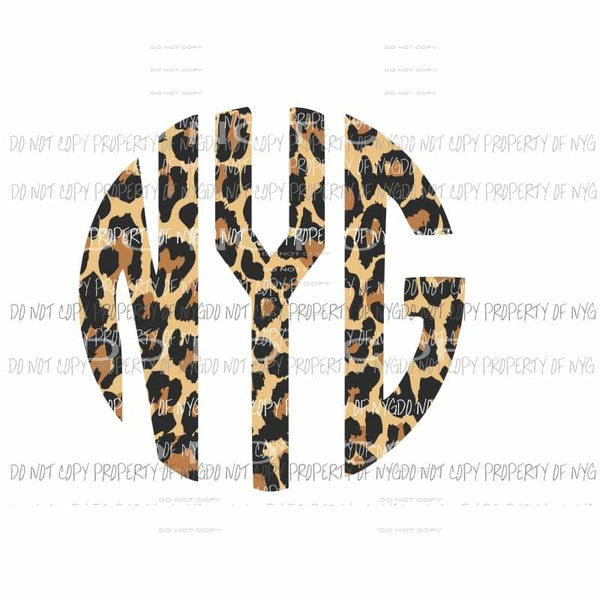 Leopard monogram letters Sublimation transfers Heat Transfer