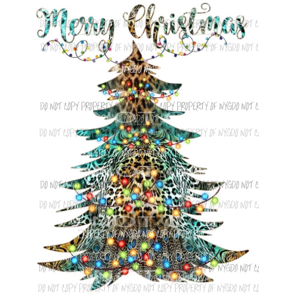 Leopard Peacock tree Merry Christmas Sublimation transfers Heat Transfer