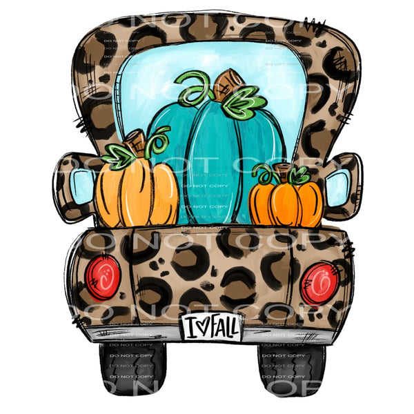 leopard pumpkin truck #7827 Sublimation transfers - Heat 
