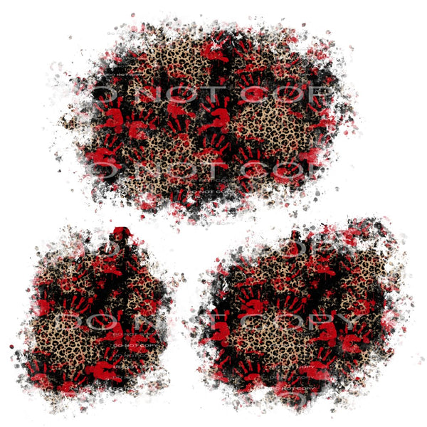 leopard red handprints #7103 Sublimation transfers - Heat 