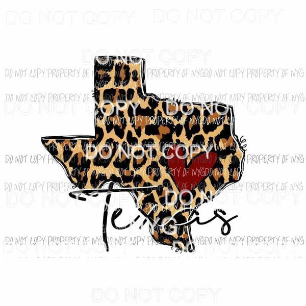 Leopard Texas with heart Sublimation transfers Heat Transfer