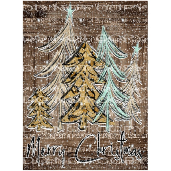 Leopard tree merry Christmas with snow #3 Christmas Sublimation transfers Heat Transfer