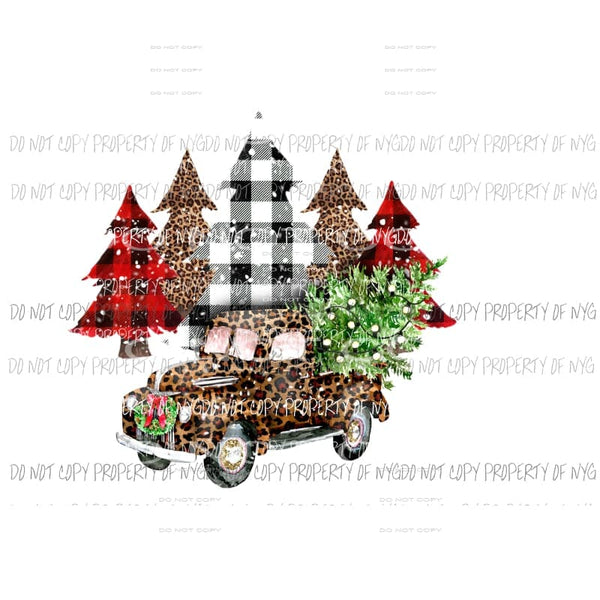 Leopard truck and trees Sublimation transfers Heat Transfer