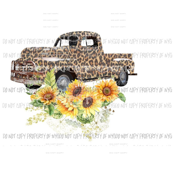 Leopard Truck Sunflowers Sublimation transfers Heat Transfer