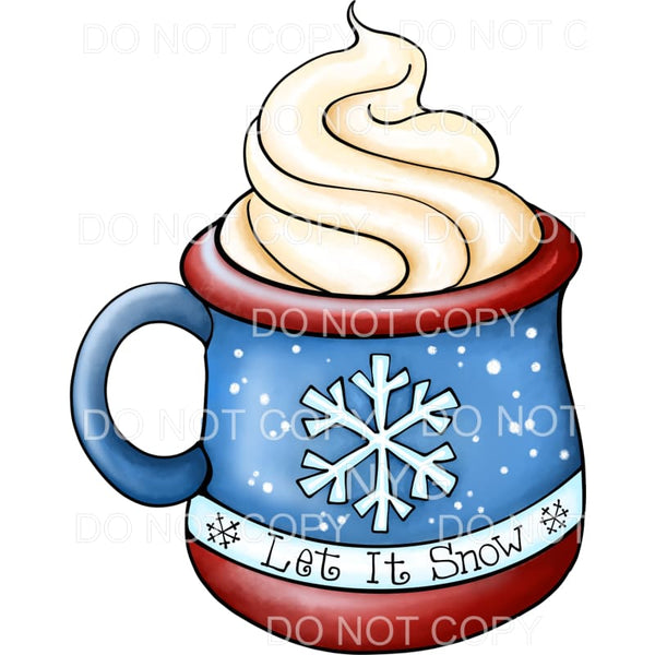 Let It Snow Cup Of Cocoa Red Blue Snowflake Mug #362 