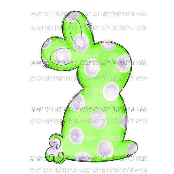 Lime Green Polka Dot Bunny Sublimation transfers Heat Transfer