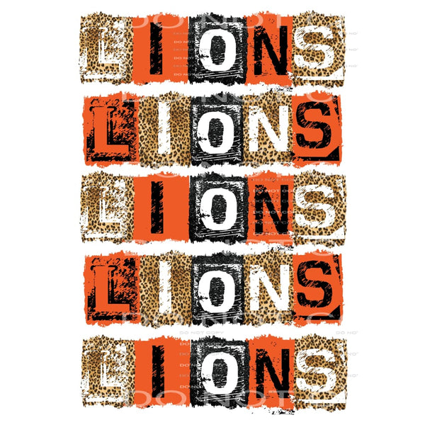 LIONS ORANGE BLACK BLOCK # 44551 Sublimation transfers - 