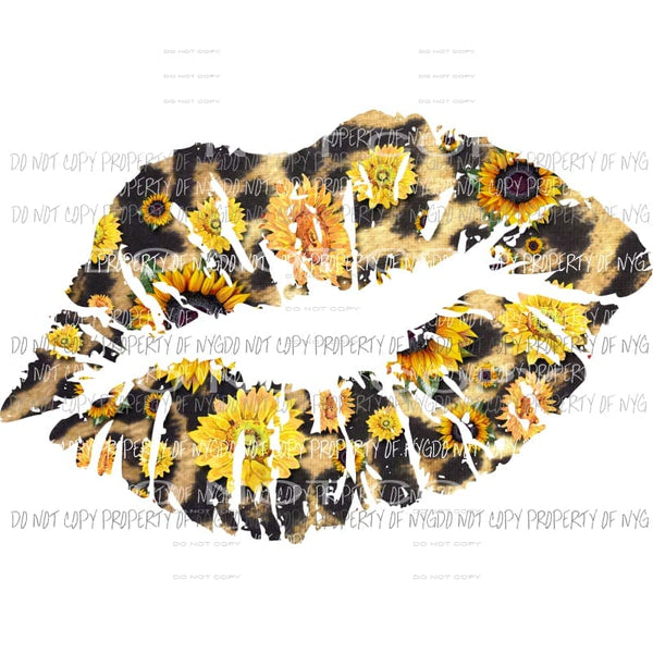 Lips leopard sunflower Sublimation transfers Heat Transfer