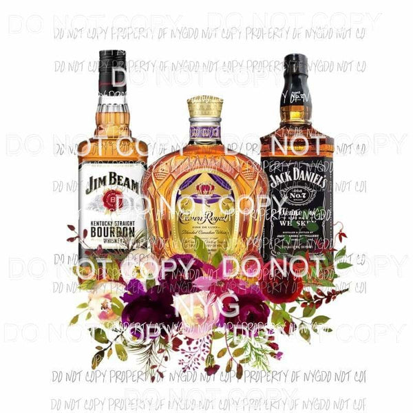 Liquor Bottles #2 jim beam crown royal jack daniels flowers Sublimation transfers Heat Transfer