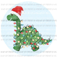 Long Neck Christmas Dinosaur with lights Sublimation transfers Heat Transfer